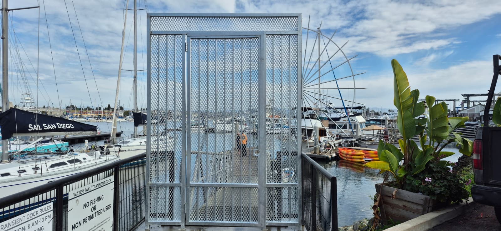 Galvanized marina access gate